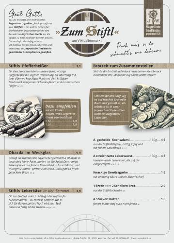 Speisekarte Zum Stiftl am Viktualienmarkt